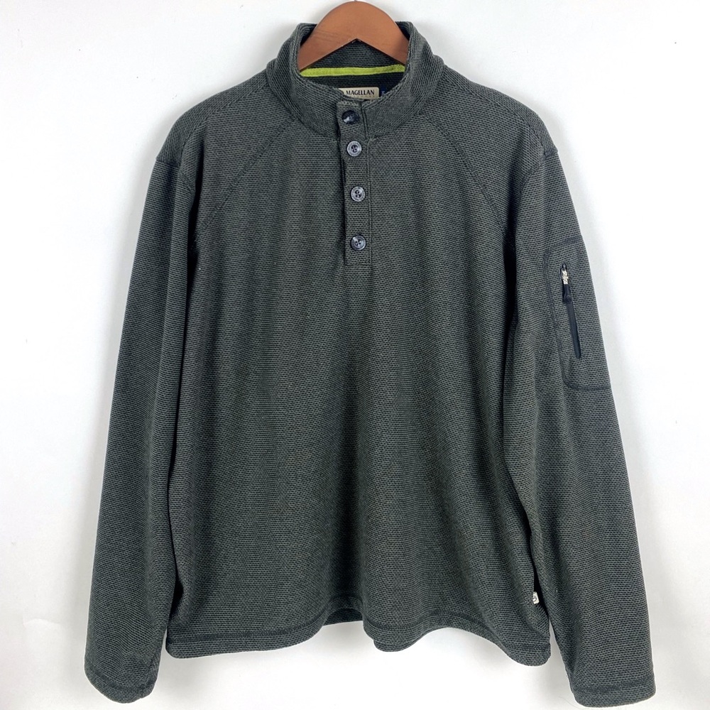 Magellan Outdoors Men’s Button Sweater Loose Fit Large Green